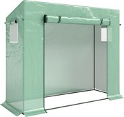 Outsunny Foliowa Szklarnia, Szklarnia z Drzwiami Rolowanymi, Bocznym Oknem, dla Ogrodu, ze Stali, Tworzywa Sztucznego, 200 x 76 x 168 cm, Zielona