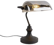 Klasyczna lampa bankierka czarna przydymione szkło - Banker klasyczny/Antyczny Oswietlenie wewnetrzne