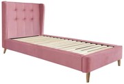 Różowe welurowe łóżko z pikowanym zagłówkiem 90 cm M2-Z97