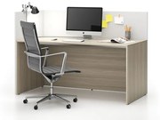 PLAN Zestaw mebli biurowych single z parawanem SEGMENT, lewy, biały/dąb naturalny