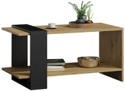 Prostokątna Ława Czarny Z Półką Dąb Artisan + F2-B40