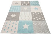 Biało-turkusowy dywan dziecięcy S3-W46