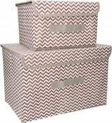 Organizery tekstylne Zygzak 38x25x23cm + 26x20x16cm komplet 2szt + pokrywki