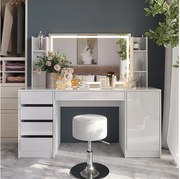 Stół do toalety biały/biały wysoki połysk 158.2x50.1x76 sherry