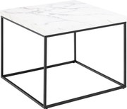 Kwadratowy stolik kawowy Barossa Actona 60x60 cm, biały marmur/czarny