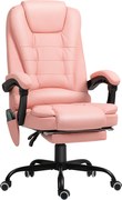 Vinsetto Fotel biurowy z masażem 7 punktów wibracyjnych regulowany podnóżek i oparcie do 120 kg różowy | Aosom PL