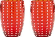 Zafferano Perle Red Glass – szkło kolorowe dmuchane ustami, 32 cl, ręcznie robione – zestaw 2 kieliszków do wody lub koktajli