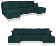 Narożnik Wigo BIG rozkładany z funkcją spania Family Meble welur zielony