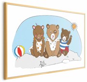 Plakat Misie na plaży 30x21 cm z ramą złotą bez marginesu ARTGEIST B
