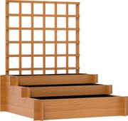 Outsunny Wysoka grządka z kratką, 3-poziomowa skrzynia na kwiaty z włókniną, drewno jodłowe, brązowa, 95 x 95 x 110 cm | Aosom PL