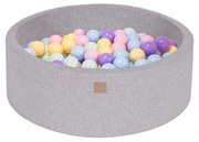 Okrągły Suchy Basen Z Piłeczkami 7cm Dla Dziecka, 90x30cm/250 Piłek, Bawełniany, Jasnoszary, Model Rainbow - Meowbaby®