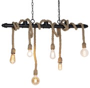 Industrialna wisząca lampa czarna 6 świateł - Plural