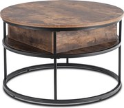 Stolik Kawowy ASTUR 80 cm z Podnoszonym Blatem Dąb Rustykalny/Czarny Loft
