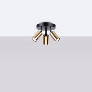 Plafon WINX 3P czarny/złoty SOLLUX  LIGHTING