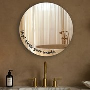Naklejka na lustro S47 – Hey! Wash your hands. (round)