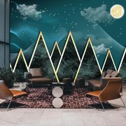 Fototapeta - Księżyc w pełni nad złotymi górami (196x136 cm)