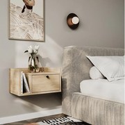 Szafka nocna WENA, wisząca, z szufladą i półką z lewej Aura, 50x27x35 cm, Dąb Cremona