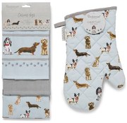 Zestaw ścierek i rękawicy kuchennej 4 szt. Curious Dogs – Cooksmart ®