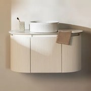 Zestaw Mebli Łazienkowych Z Drewna Carsone Biała & Bez Jednostki Pomocniczej & Redondo Cerámica Blanco Rayas Ø36 Cm Sinqua - Sklum