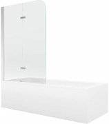Mexen Vega wanna prostokątna 160 x 70 cm z obudową i parawanem 2-skrzydłowym 100 cm, transparent, chrom - 550116070X9010020100