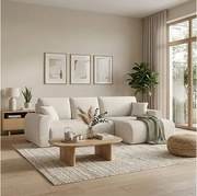 Stylowy narożnik rozkładany prawostronny  IVO XL 280x142 cm w tkaninie CENTAUR 1 białej