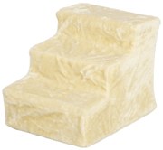 PawHut Składana Drabinka dla Zwierząt Domowych, 3 Stopnie, Pokrycie z Pluszu, Płyta Wiórowa, 46 x 35 x 35 cm, Beżowa