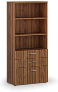 Szafa biurowa z kombinowanymi szufladami PRIMO WOOD, 800 x 420 x 1781 mm, orzech