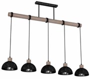 Lampa wisząca, 5 kloszy, nad stół, czarna, drewno ERIK Sawn black/Patinated wood 5XE27
