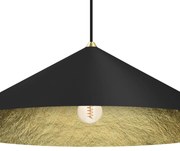 Lampa wisząca Fuji Ø90cm 1xE27, czarna, złota, pojedyncza jeden klosz