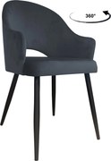 Krzesło Velvet tkanina Welur noga metalowa krzesło tapicerowane premium : Kolor nogi - Czarna stożek, Kolor tkaniny - VELVET - BL14, Typ siedziska - Siedzisko obrotowe 360°