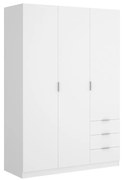 Szafa 3-drzwiowa z 3 szufladami - szer. 121 cm - Biały - LISTOWEL