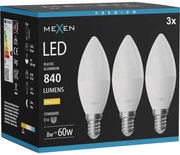 Mexen Nova 3x żarówka LED E14, C37, 8W, Ciepła - 3000K, 840 lm - L102-E14-0830-01x03
