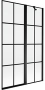 Mexen Mist parawan nawannowy 2-skrzydłowy prawy 110 x 150 cm, czarna kratka, czarny - 8A9-110-011-70-77-P