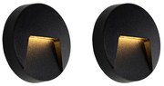 Zestaw 2 czarnych, okrągłych lamp zewnętrznych LED IP65 - Gem