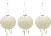 Zestaw 3 lampionów solarnych Himalaya Ø30cm kremowo-beżowe z ciepłą białą diodą LED, czas pracy 8h, odporne IP44