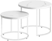 Komplet 2 stolików kawowych marmur + biały W2-H31