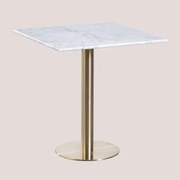 Kwadratowy Stół Barowy Z Marmuru Cosmopolitan Biały Marmur & ↔︎ 70 Cm & Champagne Oro - Sklum