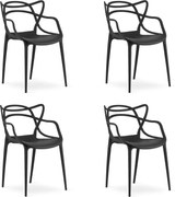 Zestaw 4 czarnych plastikowych krzeseł KATO