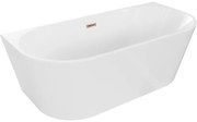 Mexen Oval wanna wolnostojąca przyścienna 150 x 75 cm, biała, przelew różowe złoto - 52671507500-60