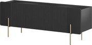 Szafka RTV Malmi 150 cm - czarny mat / złote nóżki