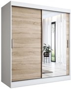 Szafa przesuwna MODUO COMFORT 180 biała mat/dąb sonoma z lustrem po prawej MKPOL