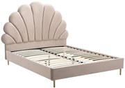 Łóżko w kształcie muszli 160 x 200 cm - Welur - Beige - LIVAYA