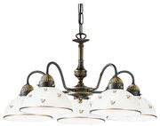 Kolarz 731.85.170 - Żyrandol na łańcuchu NONNA 5xE27/75W/230V, o motywie kwiatowym, wykończenie w kolorze różowego złota