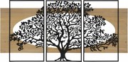 Zestaw 3 Paneli Ściennych 3D Drzewo z Czarnego Metalu i Płyty MDF 176x90 cm, Asymetryczny Design