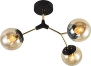 Czarny żyrandol z kloszami o bursztynowym odcieniu - V185 L0-A01