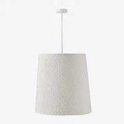 Lampa Sufitowa Wisząca Z Tkaniny Bouclé Delmore Biała & White Ø50 Cm - ↑50 Cm Delmore - Sklum
