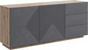 Komoda Asha 167 cm dwudrzwiowa z szufladami - artisan / rivier stone mat