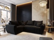 Masseno Narożnik MADISON z funkcją spania i pojemnikiem na pościel Narozniki L, Rozkładana sofa - Czarny, SAWANA 14
