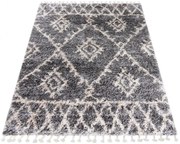 Ciemnoszary dywan włochacz z frędzlami B9-N83