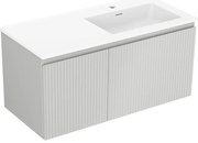 Mexen Rivel szafka łazienkowa 100 cm z umywalką Otis prawą, 1S, 1D, ryflowana, szara mat/biała mat - 91A23-10047-3-BBFF62-W18P01